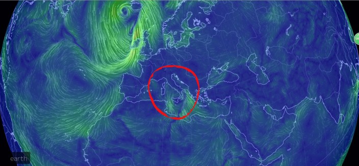 Picture A-2 surface wind of Italy