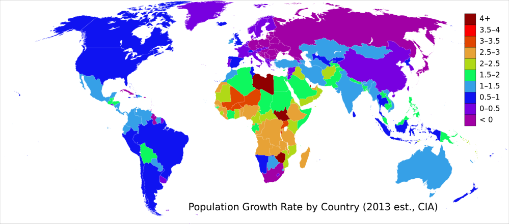 This picture show the natural increase of countries around the world.