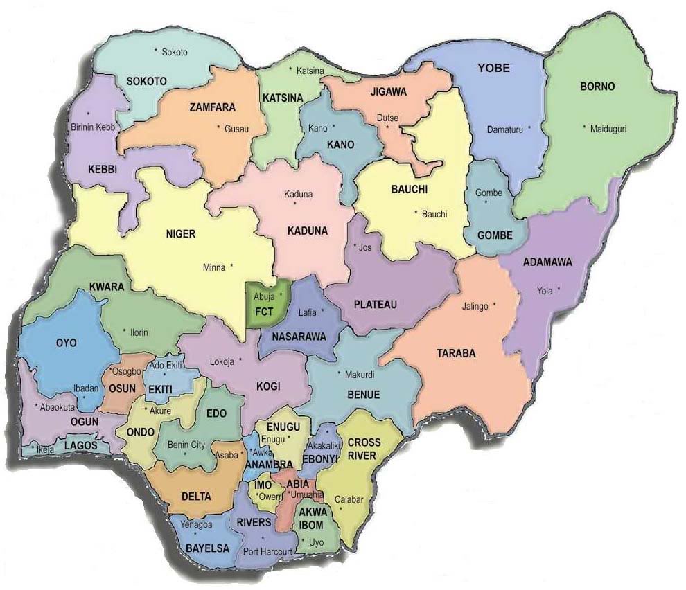 This is the map of Nigeria that shows all the cities in there.